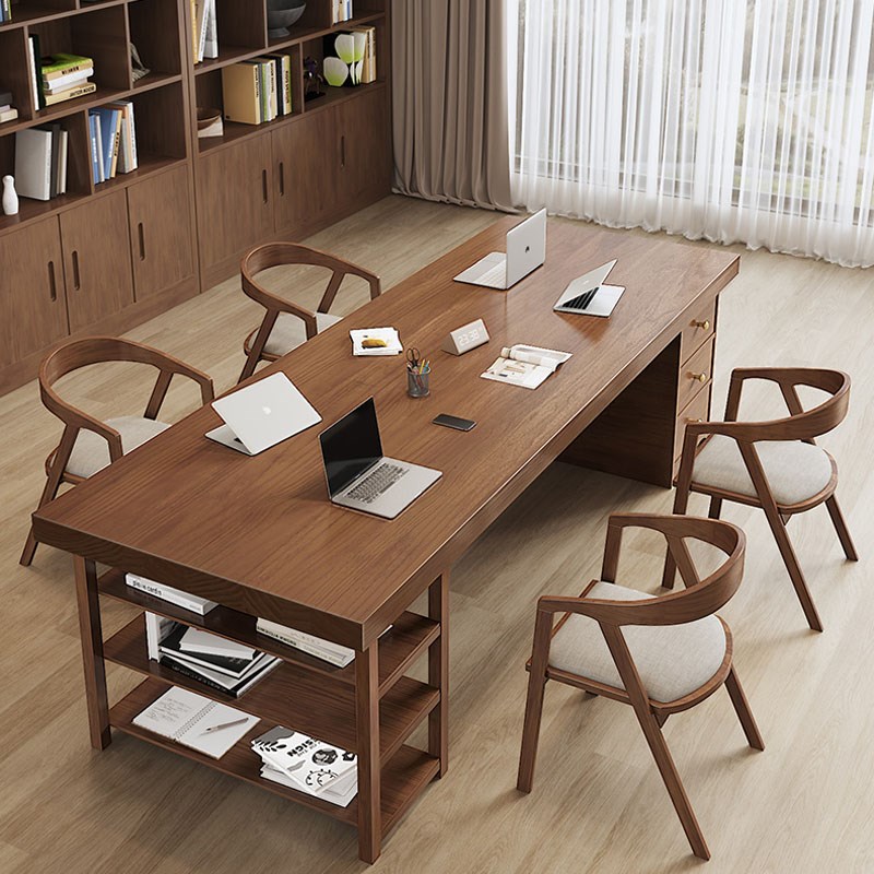 现代创意学习桌简约茶台实木大书桌中式茶桌椅办公室办公室会议桌