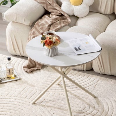 奶油风茶几小户型客厅沙发岩板边几阳台休闲桌子简易卧室床头角几