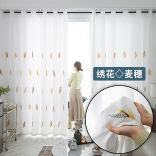 透光不透人卧室客厅白色纱窗帘伸缩杆一 长促门帘隔断帘免打孔安装
