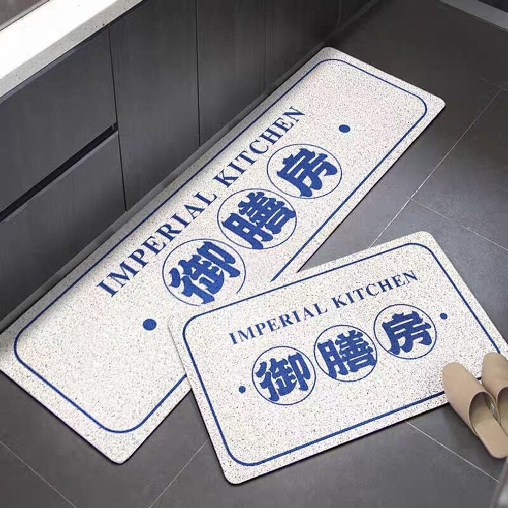 国潮文字厨房防油防水地垫 防滑入户门垫 家用pvc可裁剪丝圈脚垫