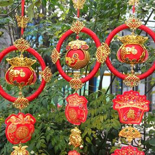 饰用品红线丝圈底油钱袋墙壁挂件春节福字现货挂件 新年装