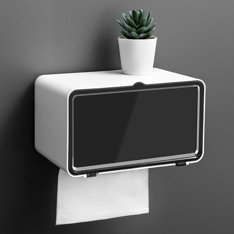 卫生间纸巾盒厕所抽纸盒壁挂防水卫生纸置物架免打孔厕纸盒卷纸盒