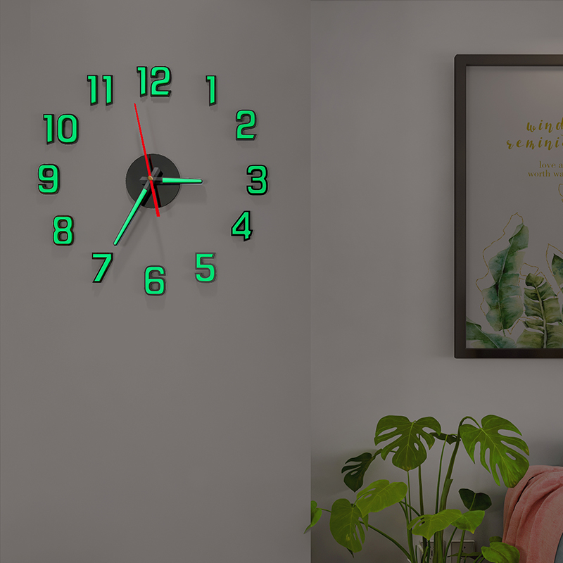 夜光diy挂钟客厅时钟简约静音创意表现代装饰压克力工艺家用钟表