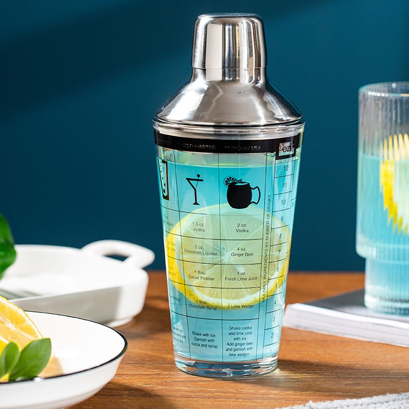 调酒器玻璃雪克杯奶茶专用手摇杯调酒器套装带刻度鸡尾酒摇杯工具