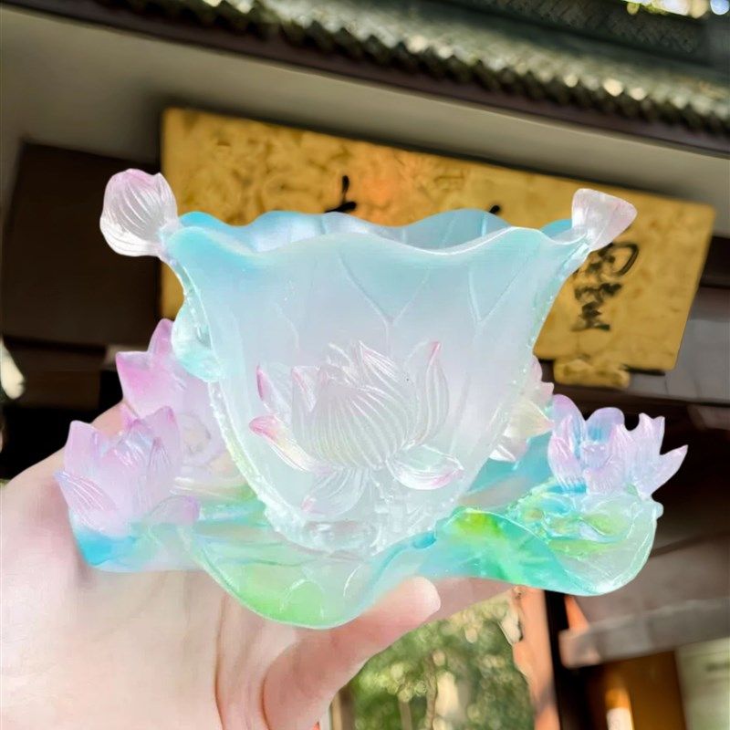 杭州灵隐文创和气生财荷花杯古法琉璃渐变莲花杯文化创意杯子礼品,节庆用品/礼品,文化创意杯子,淘宝优惠券,粉丝福利购,淘宝优惠卷