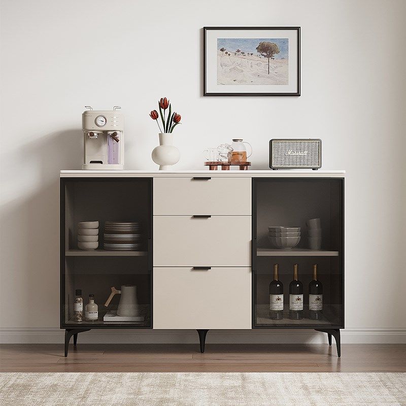 ENF级实木岩板餐边柜茶水柜收纳储物柜靠墙柜玄关隔断沙发柜定制