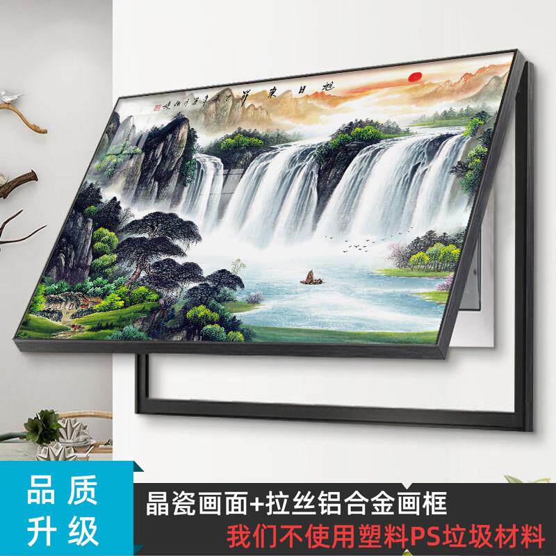 中式电表箱装饰画国画山水画强弱电箱空开盒电闸盒配电箱遮挡挂画