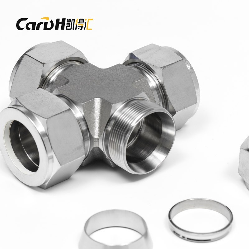 凯得汇 卡套四通 卡套式四通中间管接头  双相钢 316材质  高端精