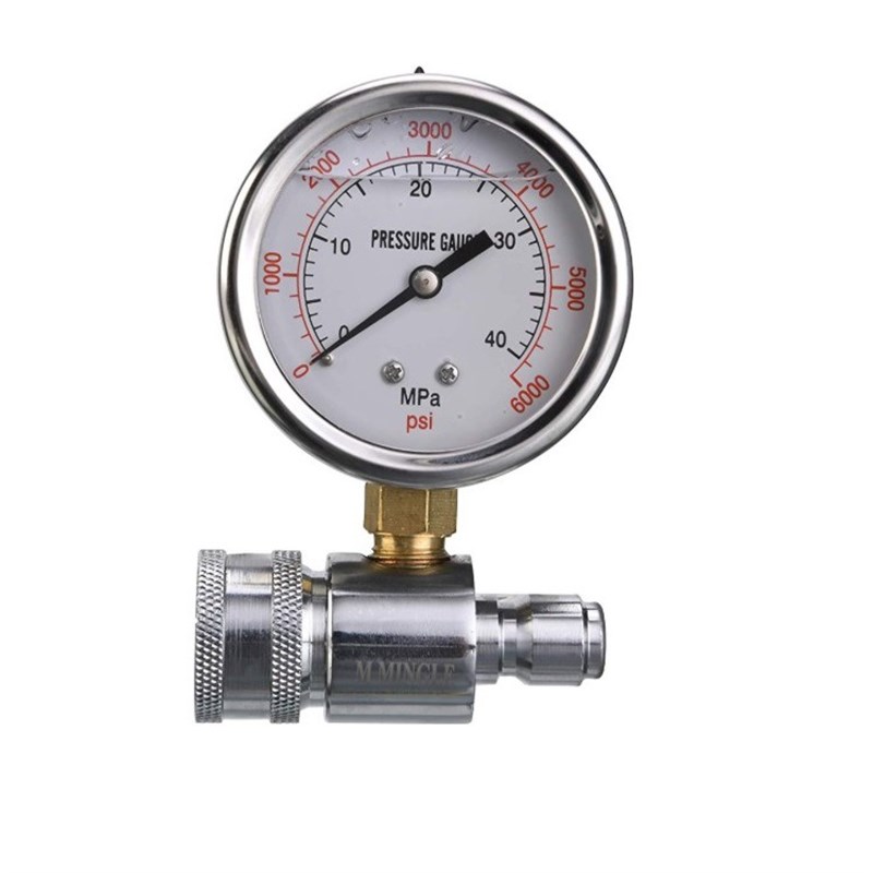 高压清洗机洗车机压力表套件3/8快速连接6000psi