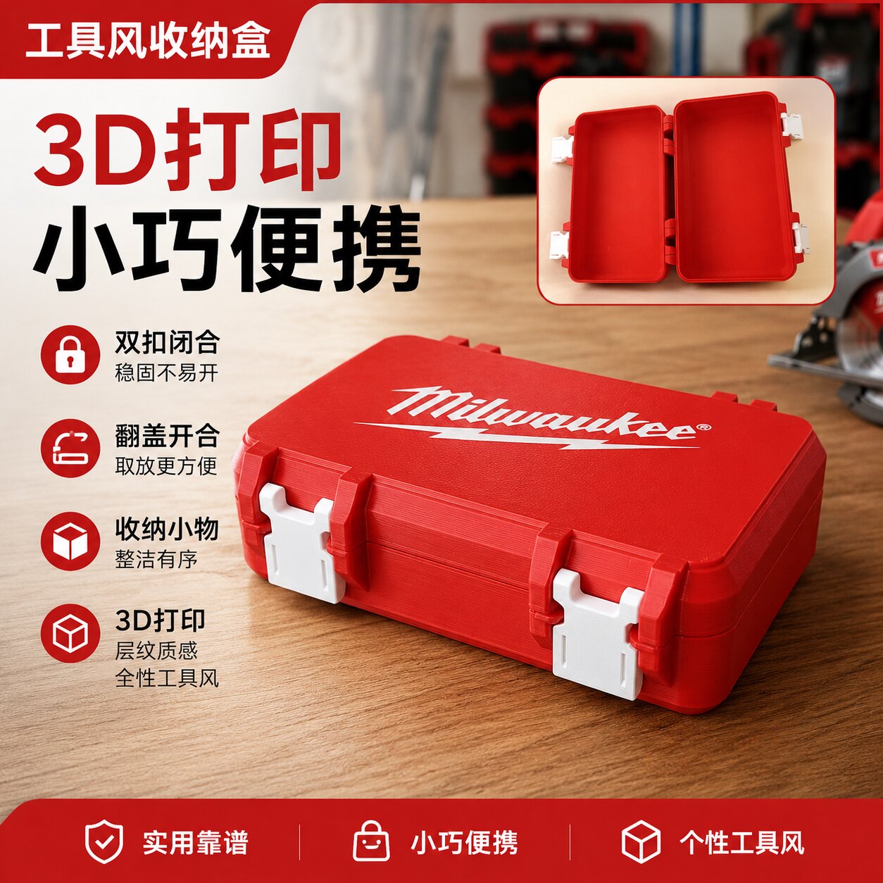 工具风桌面零件整理收纳盒图片