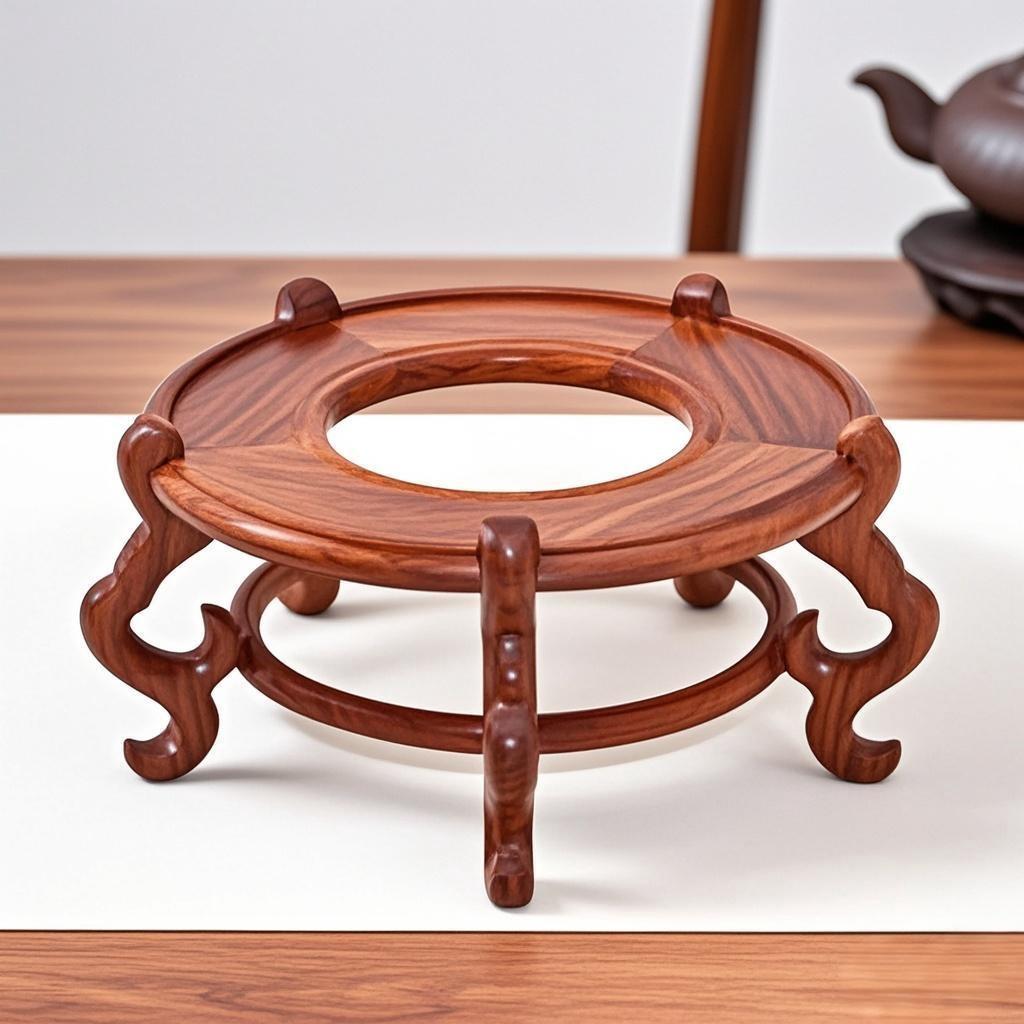 实木中空底座托 托架花盆景水晶球葫芦摆件圆形木托 托木质鱼缸架