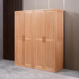 尚木 全榉木实木衣柜平开门独立二三四门卧室加顶收纳抽屉柜衣橱