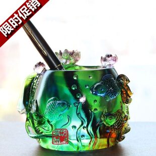 琉璃摆件合作共赢笔筒女老师创意摆件实用礼品生日礼物教师节礼物