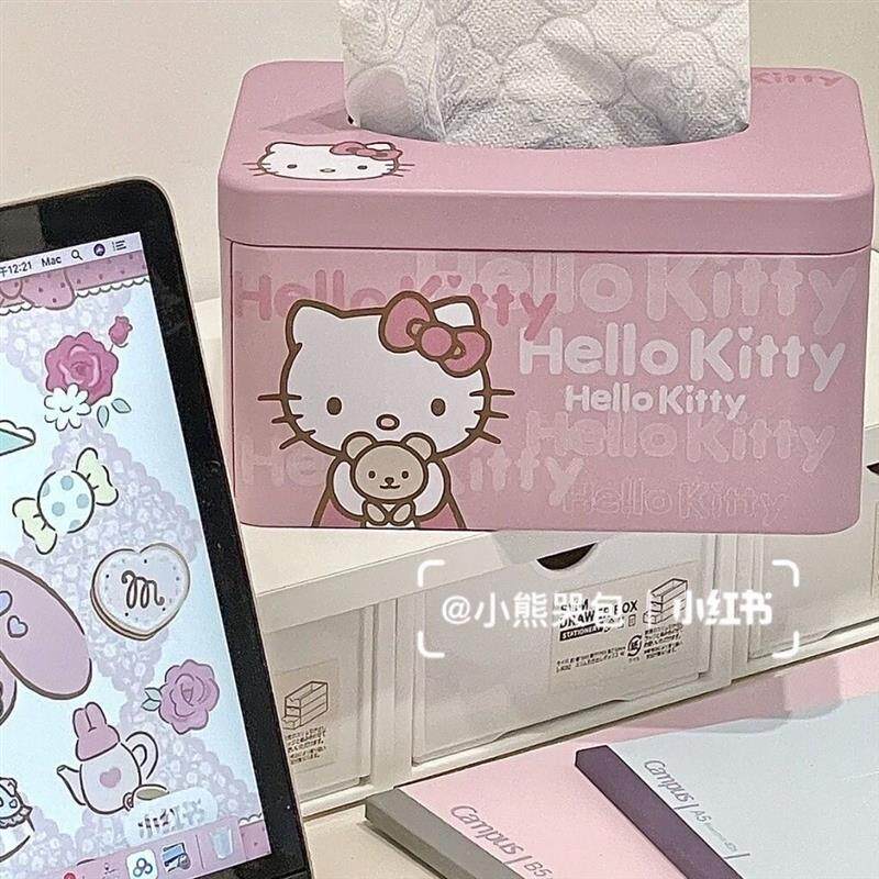 小猫纸巾盒高颜值铁盒少女心卡通可爱家用抽纸盒学生宿舍桌面收