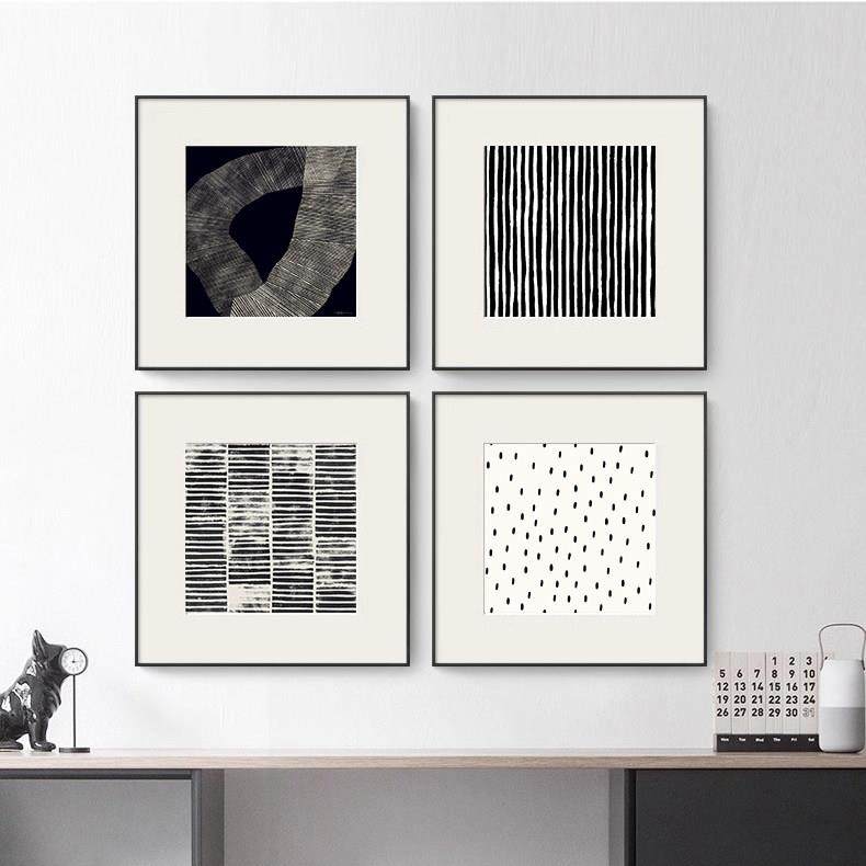 抽象几何黑白线条装饰画客厅简约挂画现代餐厅壁画办公室极简挂画,家居饰品,现代装饰画,淘宝优惠券,粉丝福利购,淘宝优惠卷