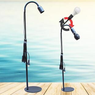 桌面款台灯灯座E27螺口带开关插头电线落地款植物灯架万向软管头