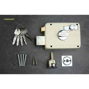 大连狮子锁业白色锁壳老式防盗门锁大连锁厂外装门锁十字钥匙锁芯