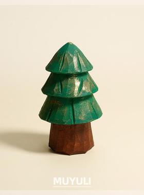 手工木雕摆件圣诞树许愿树松树桌面装饰生日礼物送男友教师节礼物