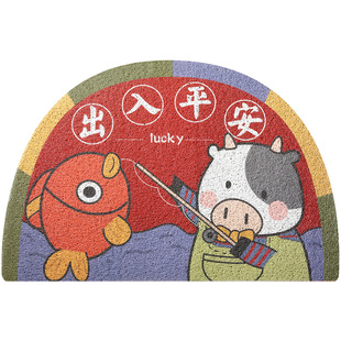 大江地垫家用出入平安门垫丝圈进门半圆入户门大门口脚垫红色地毯