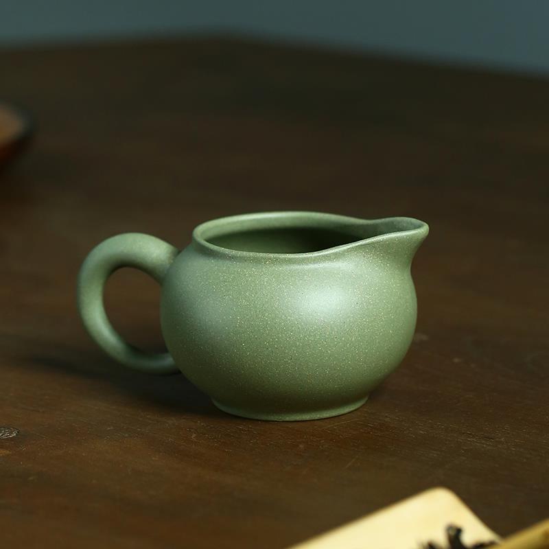 宜兴紫砂公道杯原矿豆青砂茶具分茶器小容量茶道配件公杯茶漏套装