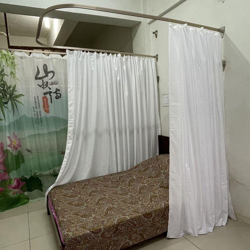 U型打墙导轨蚊帐支架医院美容按摩卫生室隔断隐私遮光床帘白色SPA