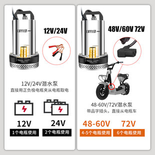 水泵 绿一农用48V直流潜水泵12V48V60V高扬程电动车家用抽水泵