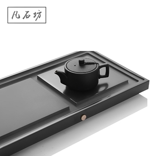 整块家用天然乌金石茶盘套装 中式 石材大茶台托盘茶海简约功夫茶台