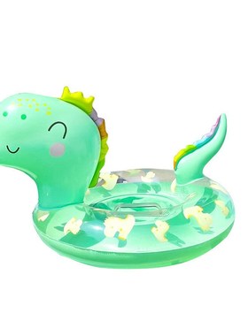 芭夏婴儿游泳圈童宝宝腋下小孩安全坐圈防侧翻亮片绿色恐龙坐圈