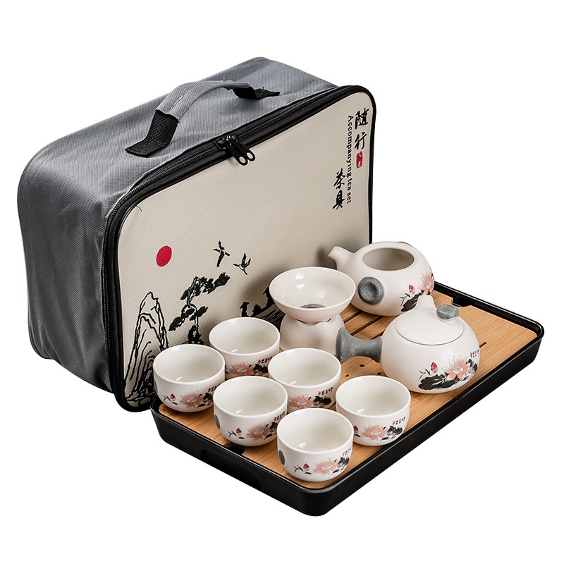日式旅行功夫茶具小套装家用简约泡茶壶陶瓷茶杯户外茶盘便携式包