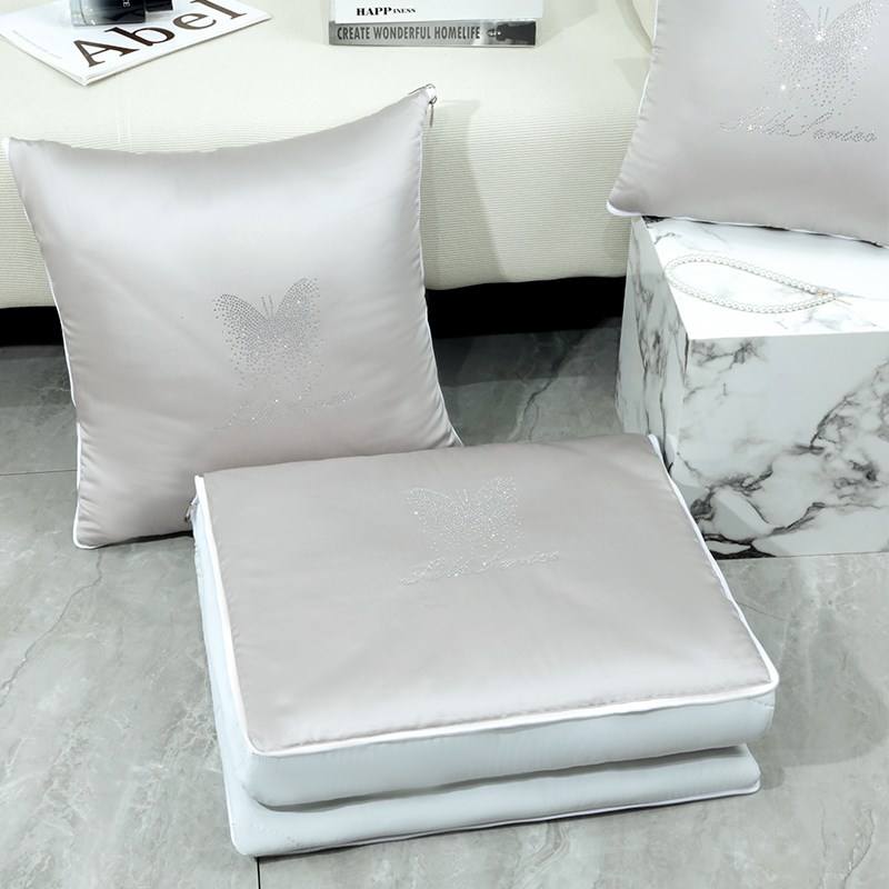 凉感天丝抱枕被子两用多功t能车载靠枕办公室午睡毯子空调被二合