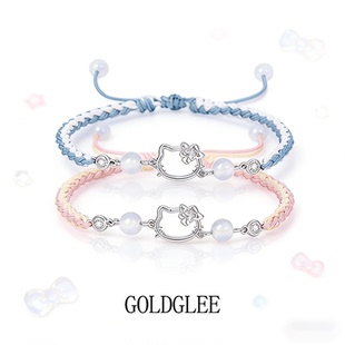 S925银kitty猫情侣编织手绳萌趣可爱小众设计手链送对象生日礼物