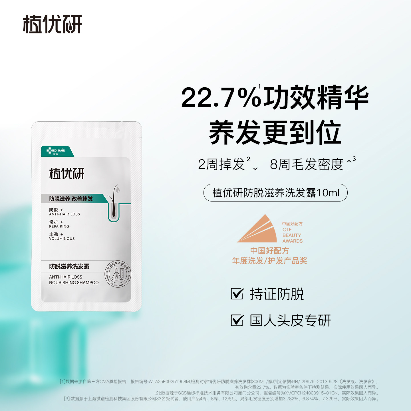 域发植优研防脱洗发水腺苷洗发水图片