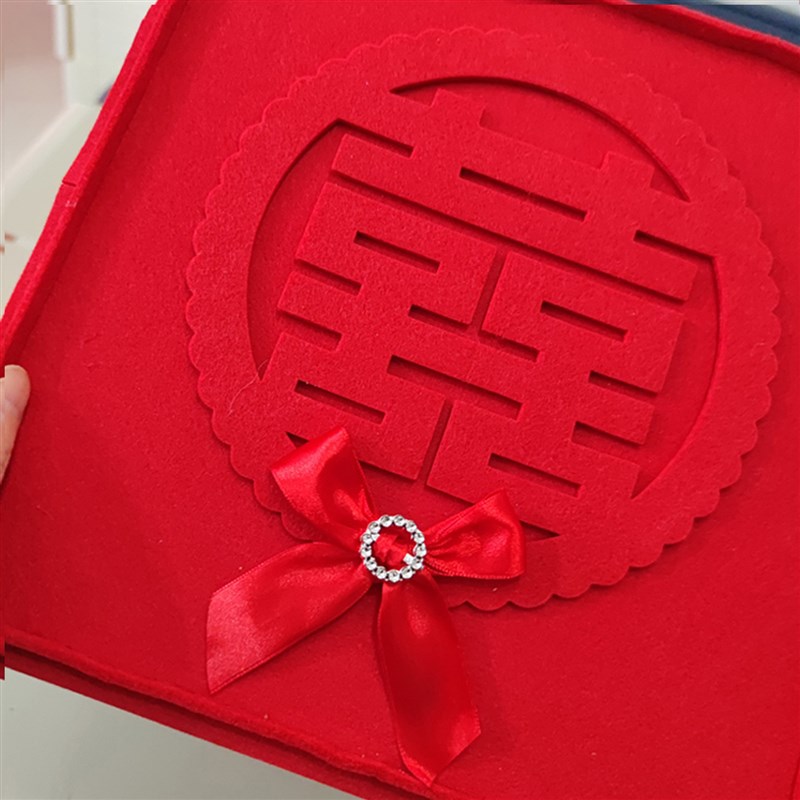 结婚喜字礼金箱红色大号婚礼红包箱加厚布艺收纳钱箱婚庆用品