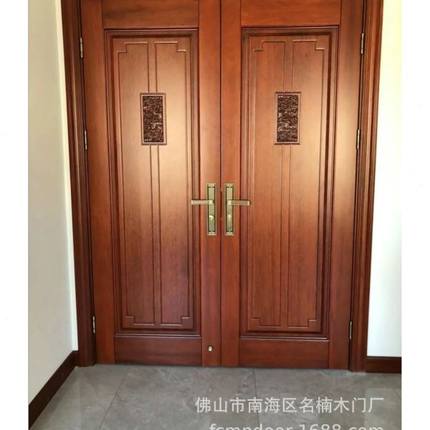新中式原木门实木门静音卧室门室内门入户平开门木门