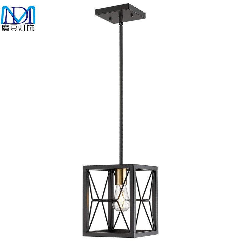 厨房岛5盏乡村风格线性农舍吊灯 工业金属矩形悬挂灯具餐厅泳池桌