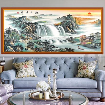 新款钻石绣富春山居图满钻客厅山水风景钻石画5d砖石秀AL1216