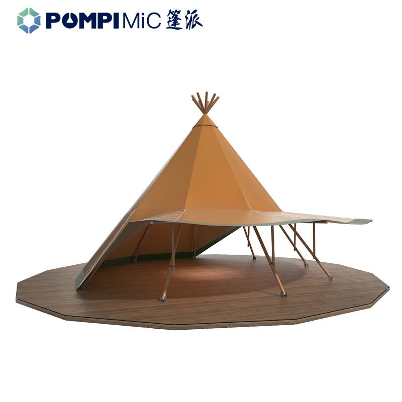 大型遮阳帆布帐篷印第安帐篷大草帽tipi野奢露营餐饮招待中心帐篷