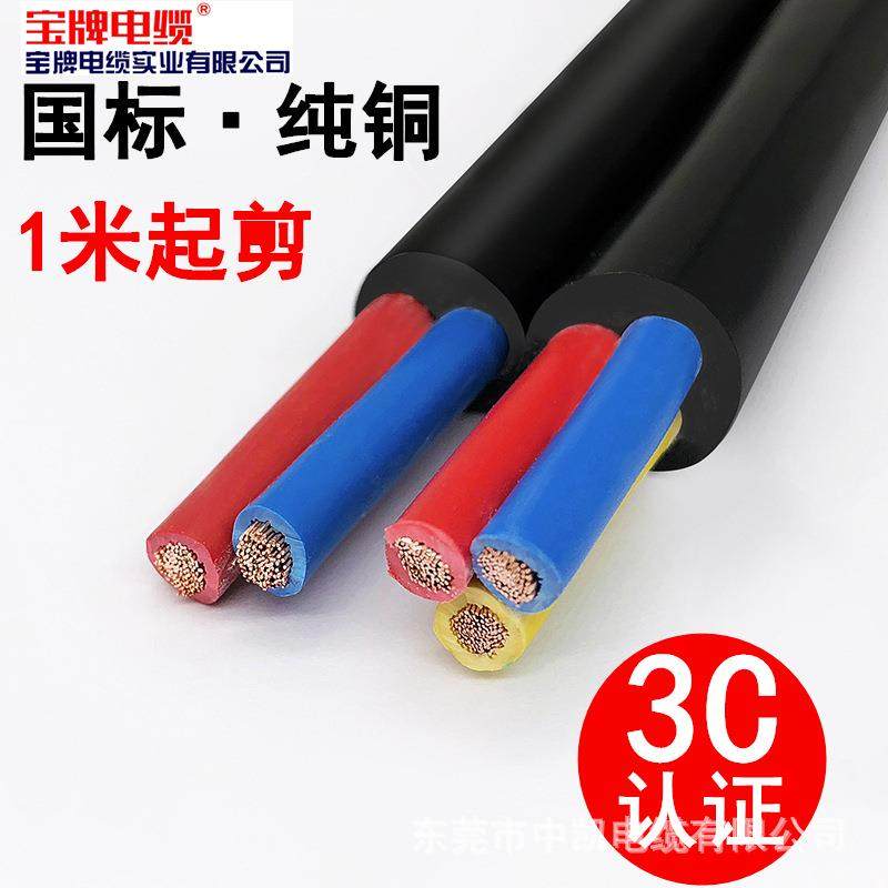 电缆线RVV2/ 3/ 4芯户外电瓶车充电源线1.5/2.5/4平方铜芯耐磨
