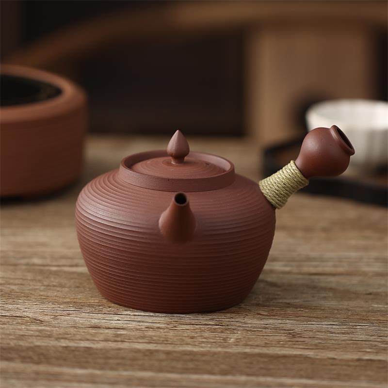 潮州红泥砂铫侧把烧水壶手工急须壶炭炉电陶炉煮茶壶潮汕功夫茶具