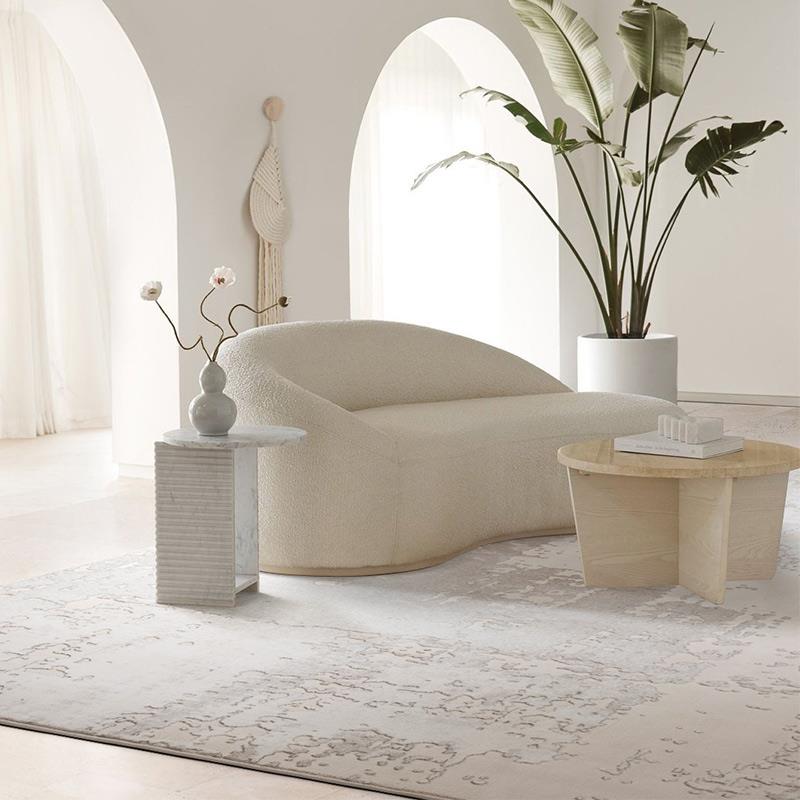 Dammi 土耳其进口客厅地毯日式极简白色素色高级卧室床边毯可定制