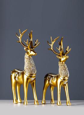 轻奢小鹿摆件北欧招财客厅工艺品酒柜室内装饰品创意玄关家居现代