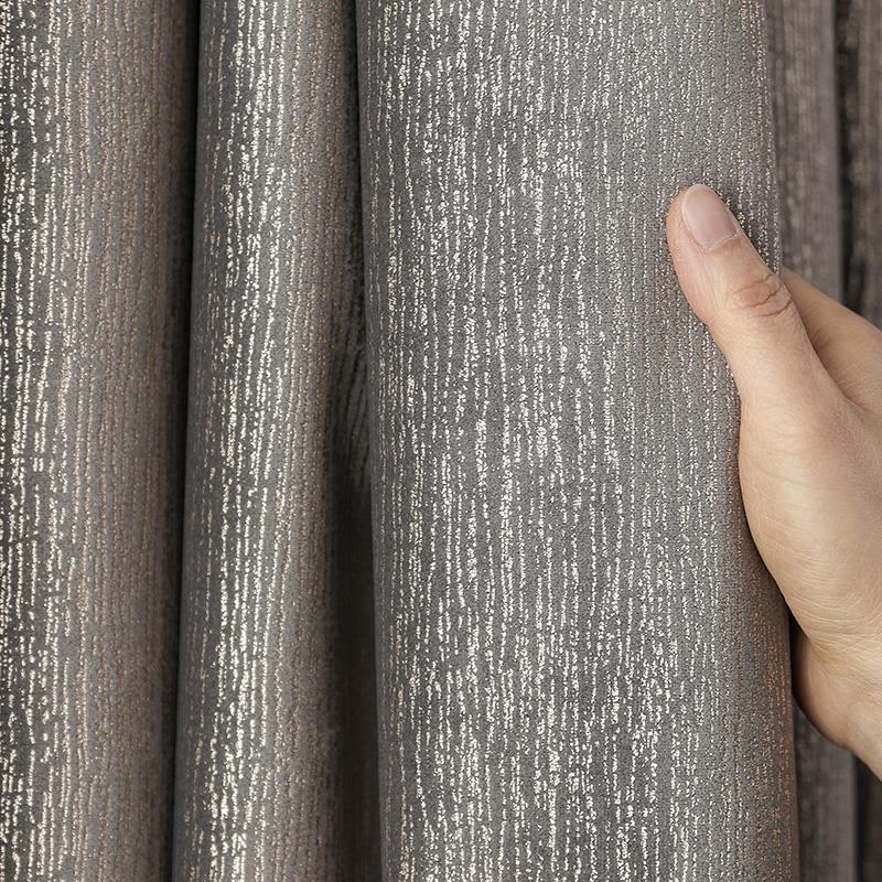 2024意式风格轻奢纹理丝绒烫金布料窗帘北欧现代客厅卧室定制窗帘