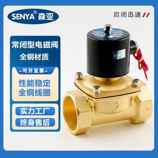 水阀纯铜线圈AC220VDC24V气控阀3分4 SAENYA全铜电磁阀森亚常闭式