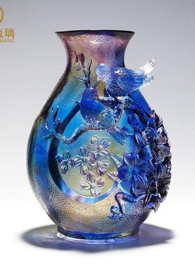 琉璃花瓶摆件客厅插花家居卧室水晶轻奢手工工艺品乔迁新居装饰品