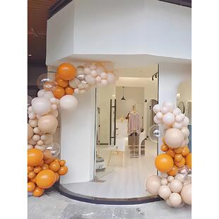 橙色橙色气球拱门装饰场景布局商场商店开业商店活动庆祝气球连锁