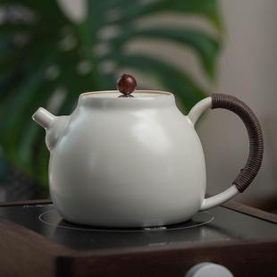 小号陶瓷养生壶烧水壶煮茶壶炭炉电陶炉 苏打釉白泥粗陶侧把壶