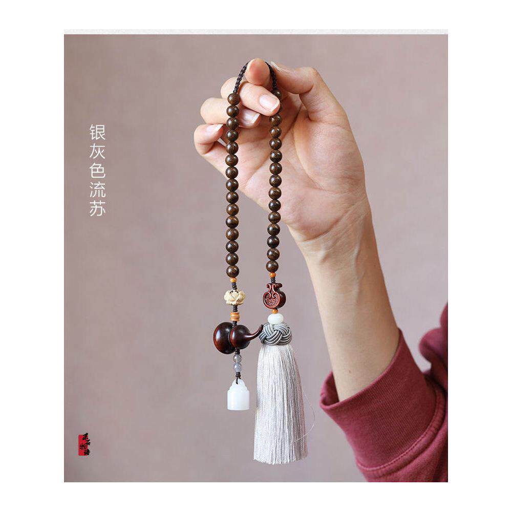 蓝墨紫檀木葫芦汽车挂件车内后视镜流苏吊坠男女款平安创意挂饰品