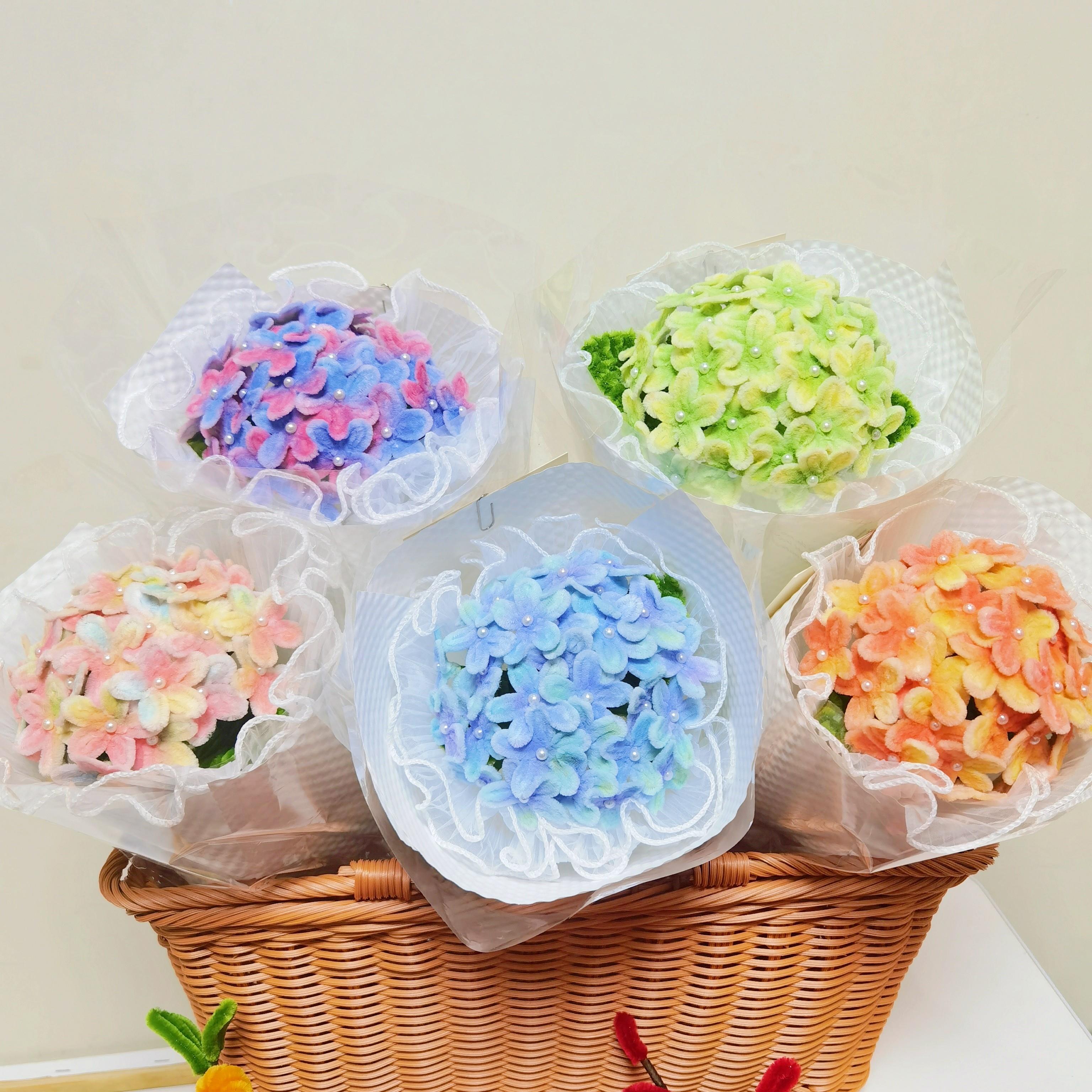 扭扭棒成品手工花束DIY材料新娘手捧花森系绣球花成品节日教师节