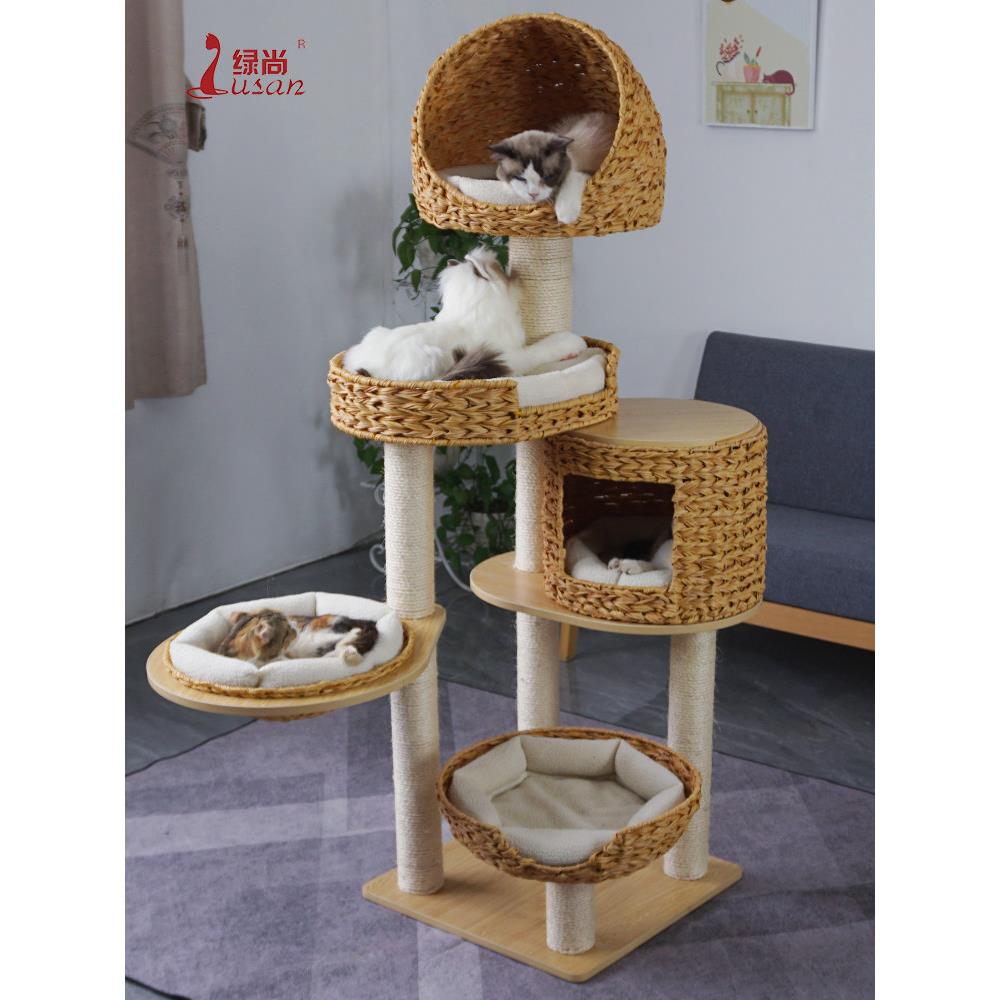 庐山藤大猫攀爬架实木柱剑麻猫树猫窝猫抓板猫跳台剑麻猫别墅