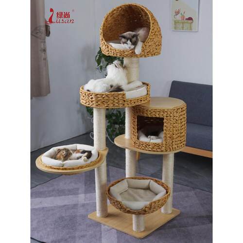 庐山藤大猫攀爬架实木柱剑麻猫树猫窝猫抓板猫跳台剑麻猫别墅